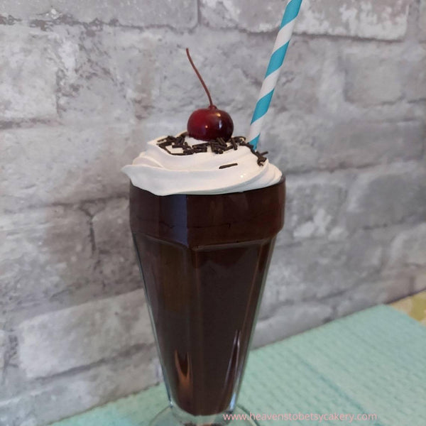 FAKE Chocolate Milkshake in Soda Fountain Glass - Heavens To Betsy Cakery