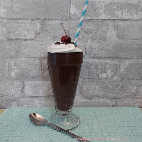 FAKE Chocolate Milkshake in Soda Fountain Glass - Heavens To Betsy Cakery