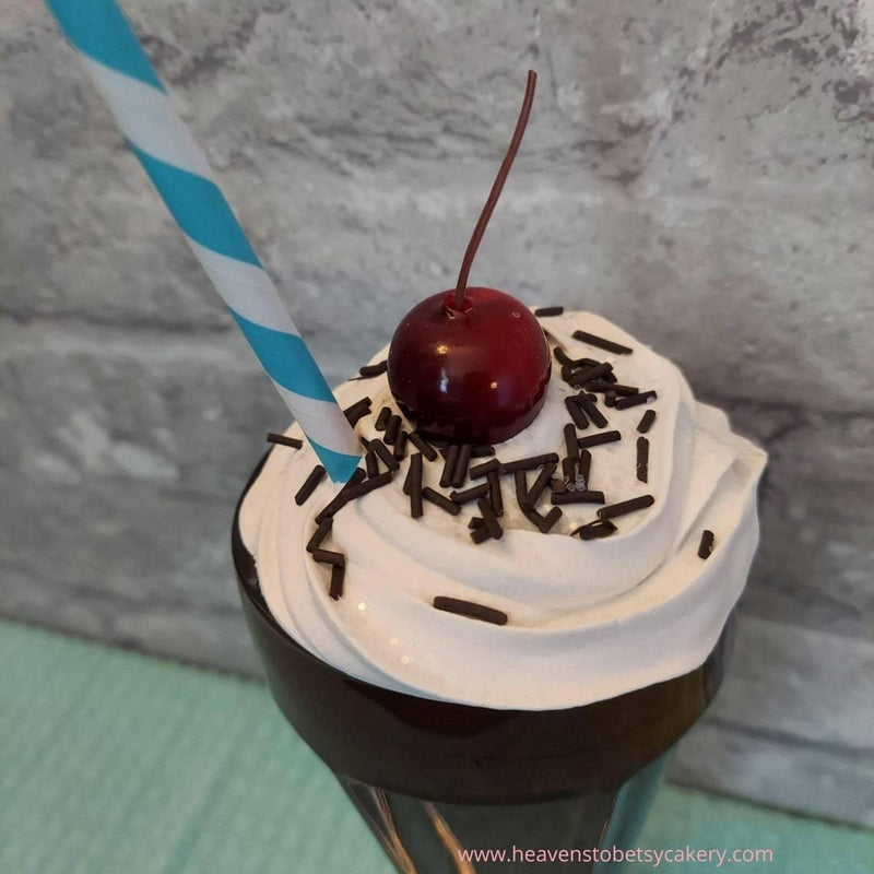 FAKE Milkshake in VINTAGE Soda Fountain Glass - Heavens To Betsy Cakery