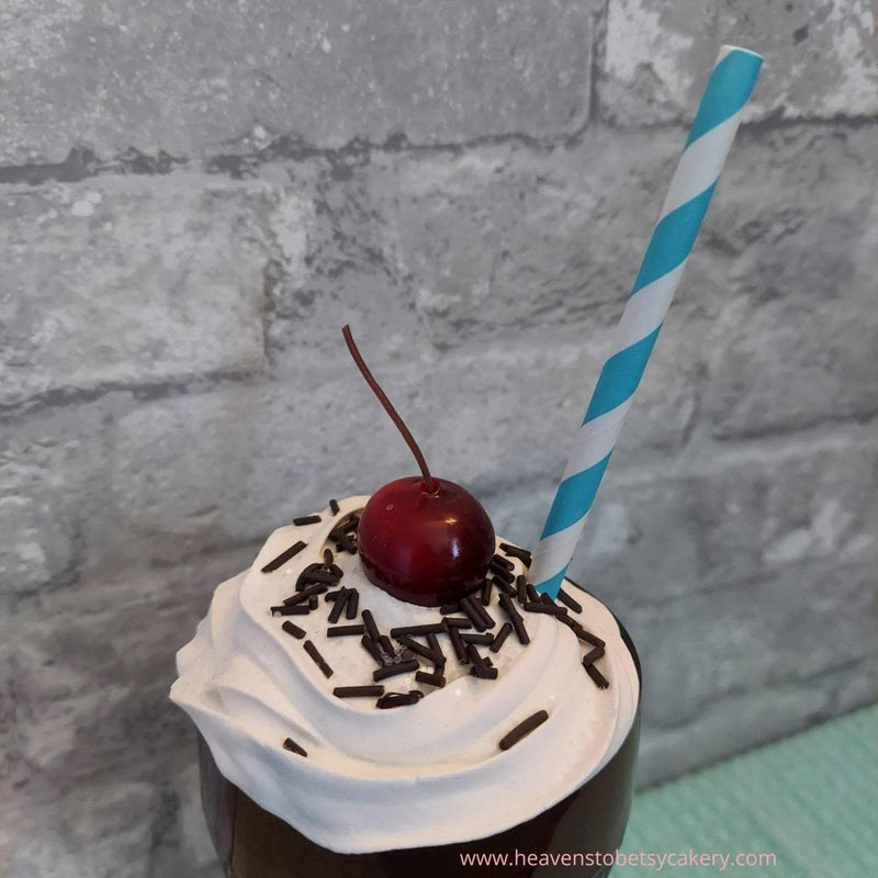 FAKE Milkshake in VINTAGE Soda Fountain Glass - Heavens To Betsy Cakery