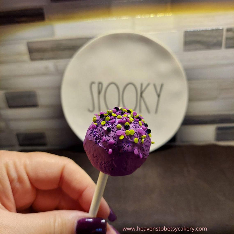 FAKE Purple Spooky Cake Pops - Heavens To Betsy Cakery