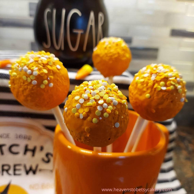 FAKE Candy Corn Cake Pops - Heavens To Betsy Cakery