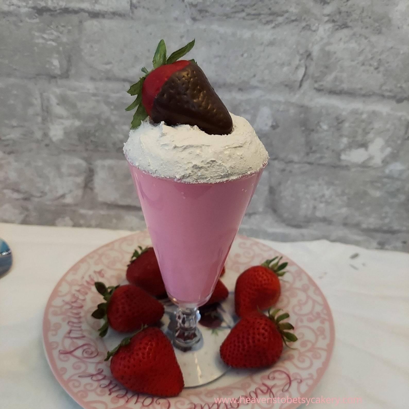 FAKE Strawberry Parfait in Vintage Crystal Glass - Heavens To Betsy Cakery