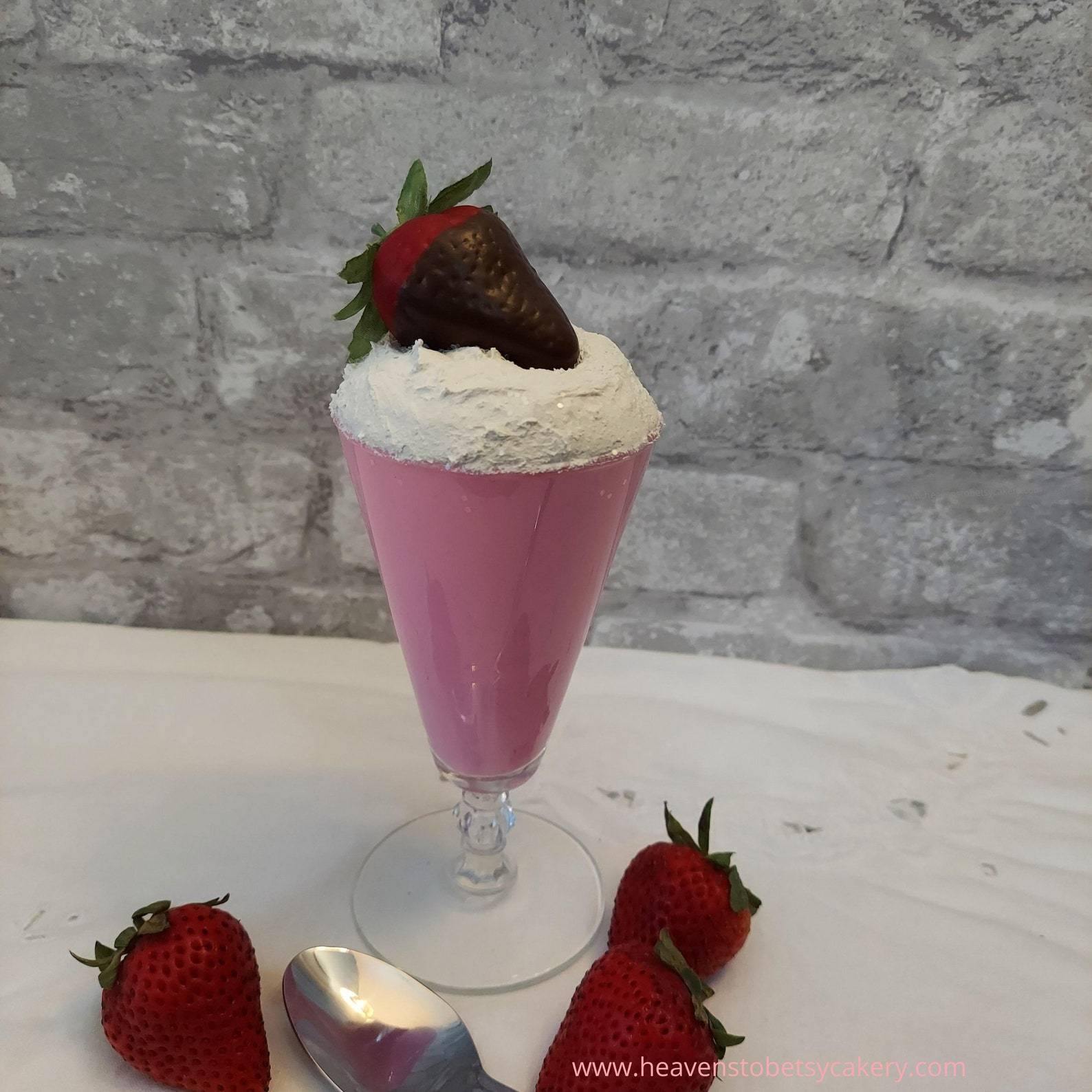 FAKE Strawberry Parfait in Vintage Crystal Glass - Heavens To Betsy Cakery