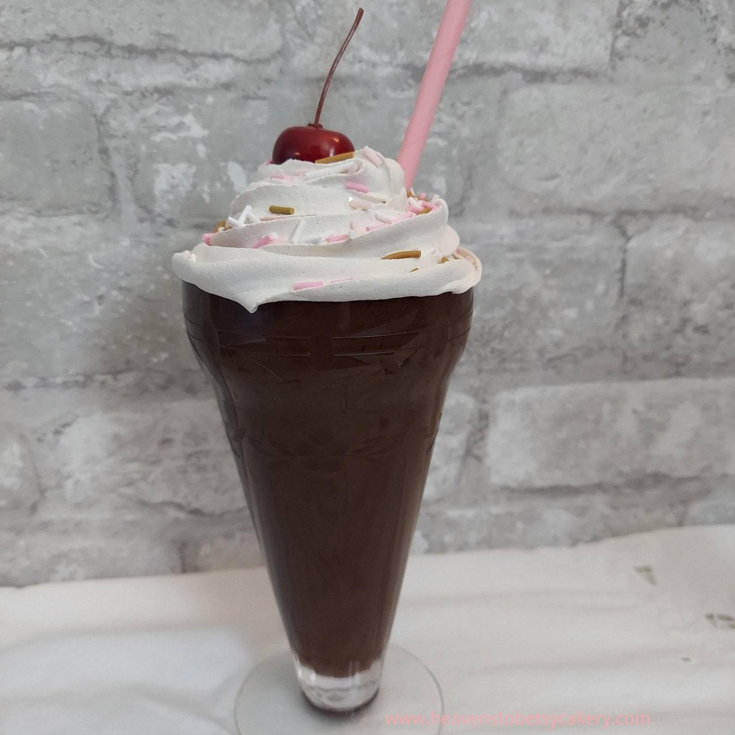 FAKE Milkshake in VINTAGE Soda Fountain Glass - Heavens To Betsy Cakery