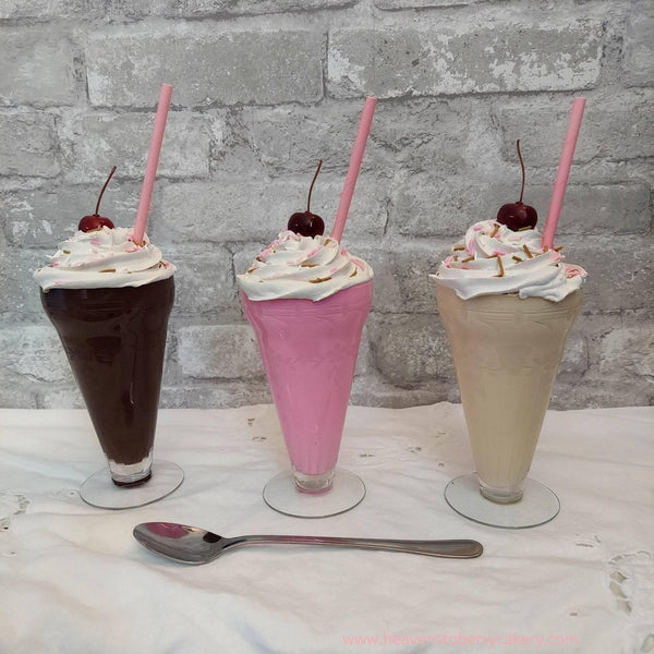 FAKE Milkshake in VINTAGE Soda Fountain Glass - Heavens To Betsy Cakery