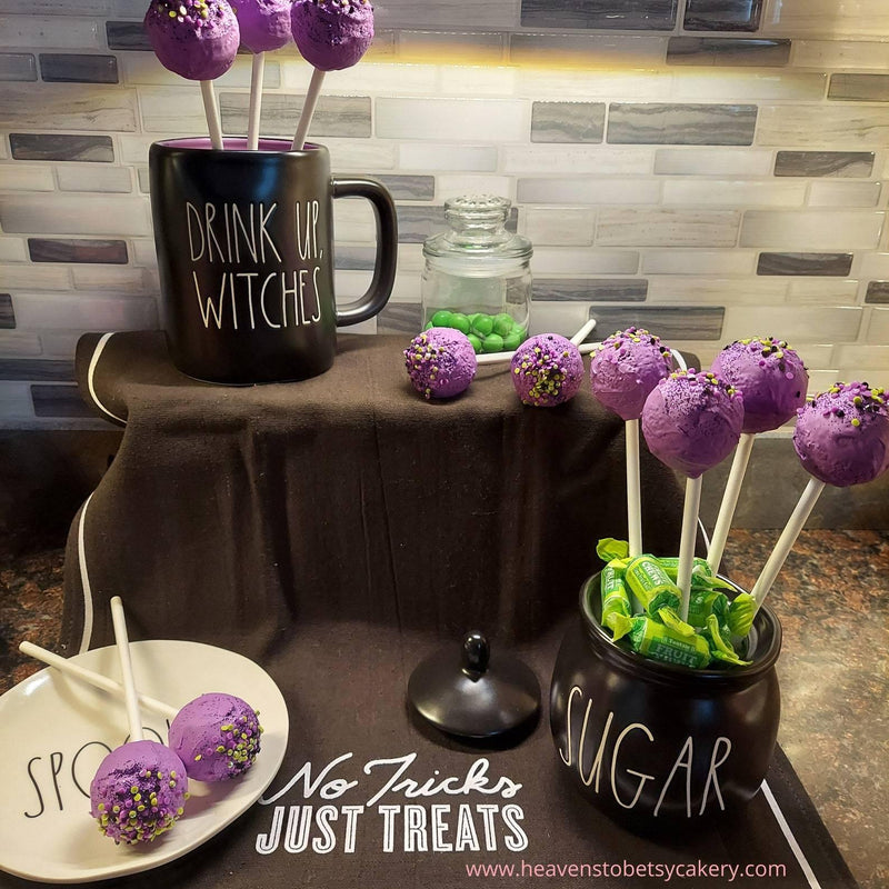 FAKE Purple Spooky Cake Pops - Heavens To Betsy Cakery