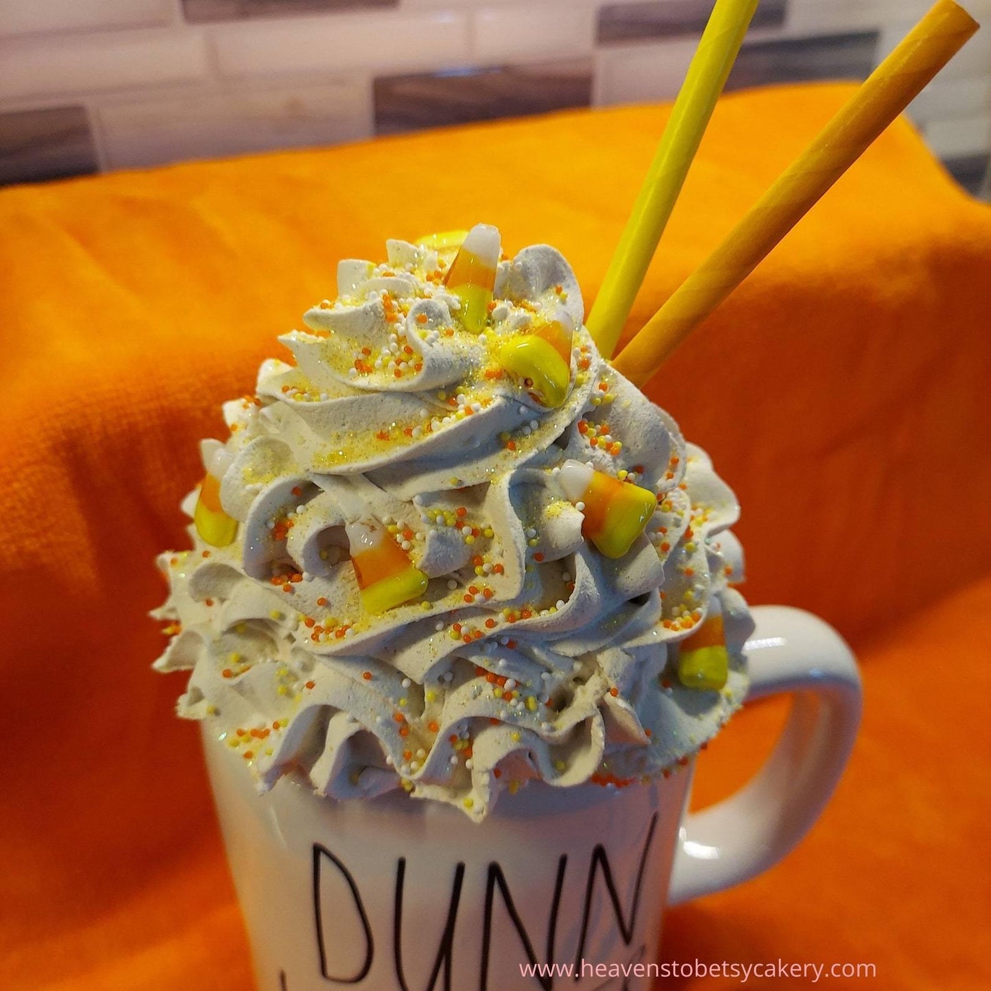 Candy Corn Mug Topper - Rae Dunn inspired - Heavens To Betsy Cakery