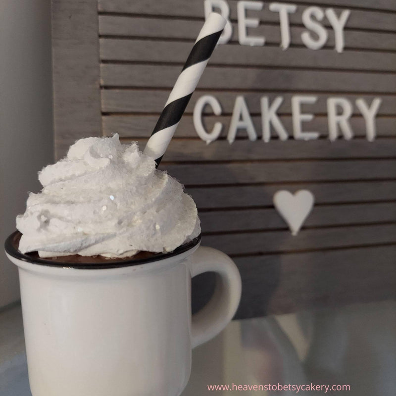 White Mini Mug w/Topper - Rae Dunn inspired - Heavens To Betsy Cakery