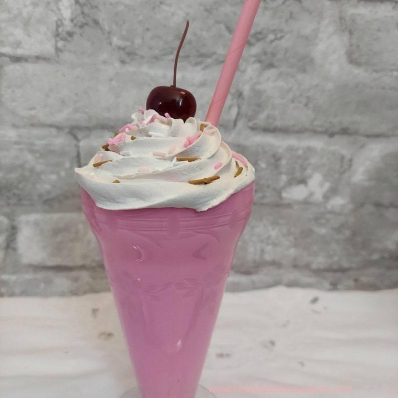 FAKE Milkshake in VINTAGE Soda Fountain Glass - Heavens To Betsy Cakery