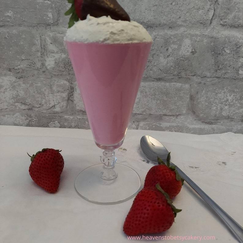 FAKE Strawberry Parfait in Vintage Crystal Glass - Heavens To Betsy Cakery