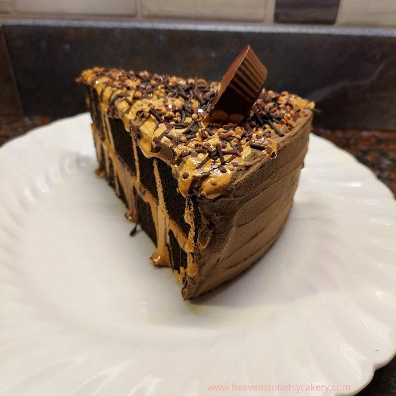 FAUX/FAKE Chocolate Peanut Butter Cup Cake Slice - Heavens To Betsy Cakery