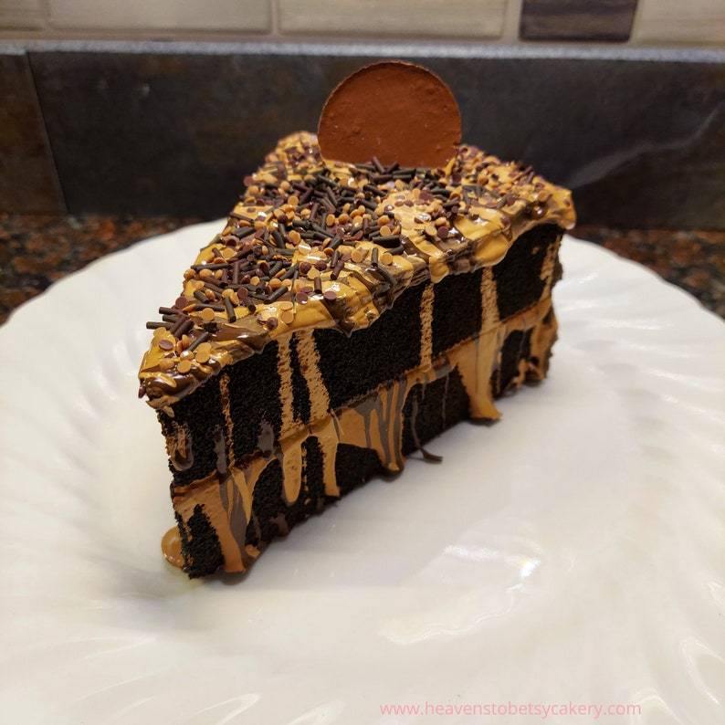 FAUX/FAKE Chocolate Peanut Butter Cup Cake Slice - Heavens To Betsy Cakery