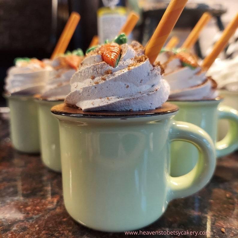 Carrot Cake Mini Mugs - Tiered Tray Decor, Rae Dunn inspired - Heavens To Betsy Cakery