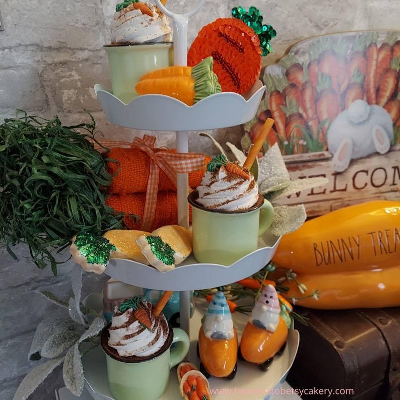 Carrot Cake Mini Mugs - Tiered Tray Decor, Rae Dunn inspired - Heavens To Betsy Cakery