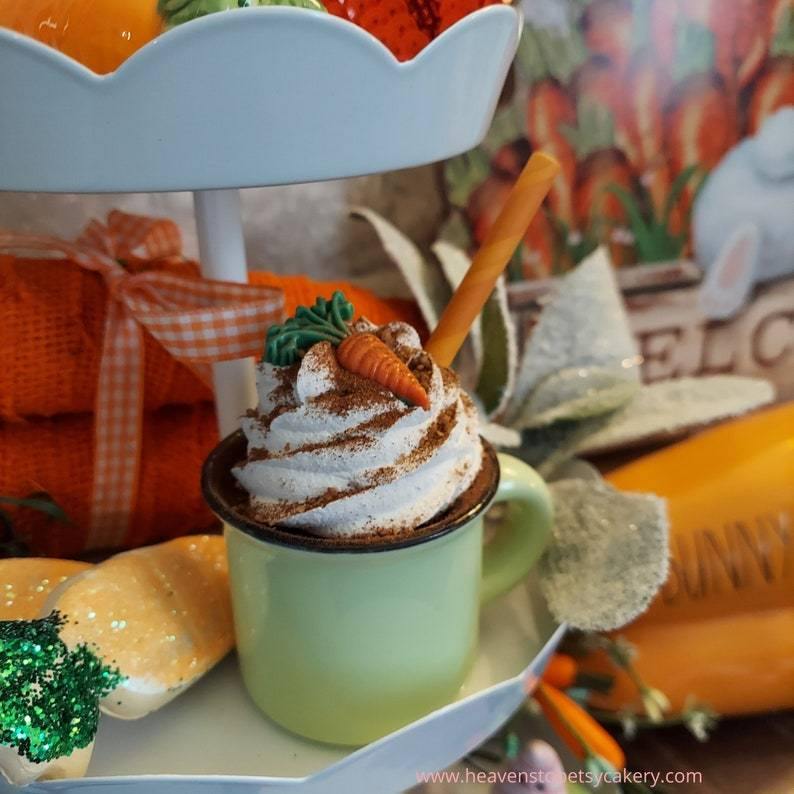 Carrot Cake Mini Mugs - Tiered Tray Decor, Rae Dunn inspired - Heavens To Betsy Cakery