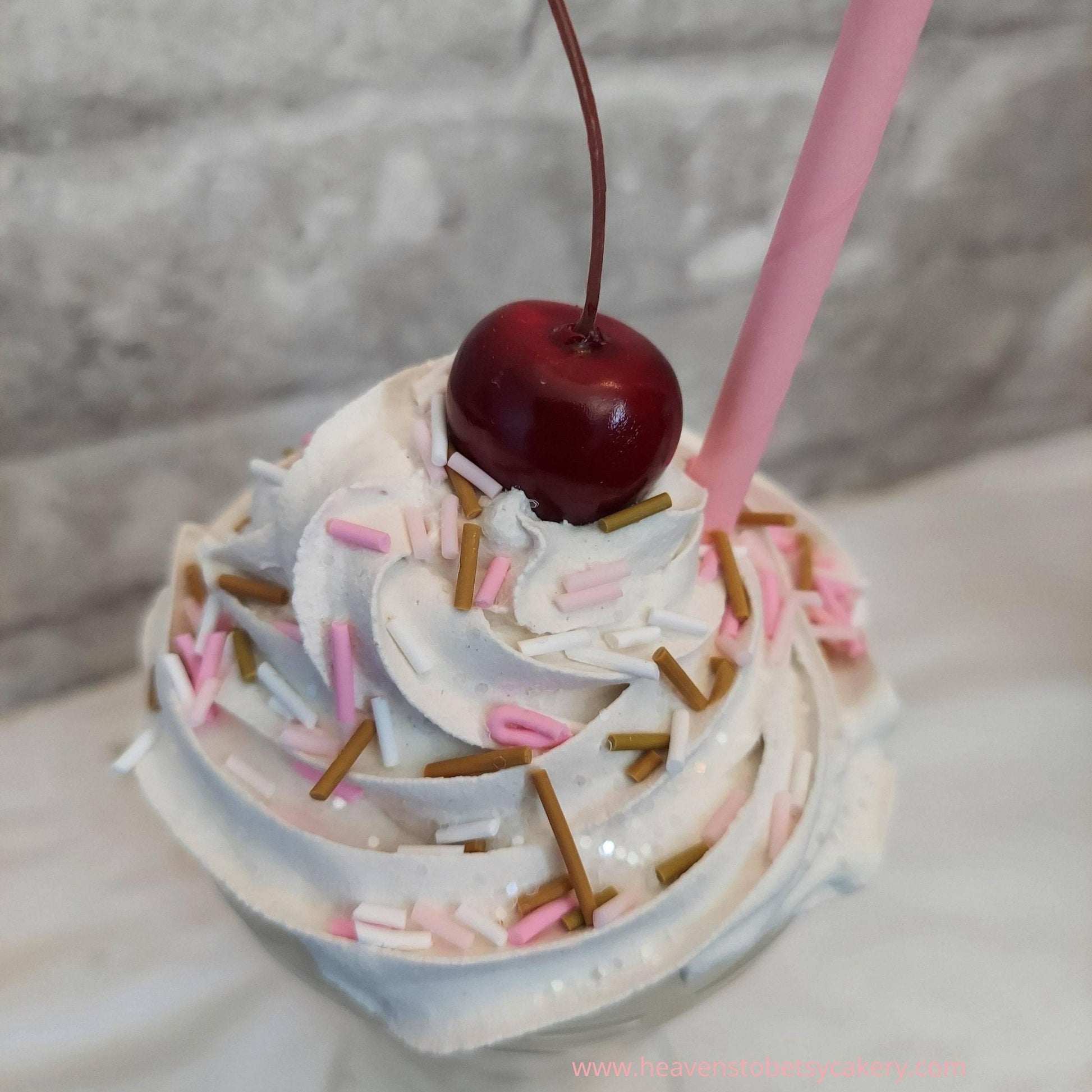 FAKE Milkshake in VINTAGE Soda Fountain Glass - Heavens To Betsy Cakery