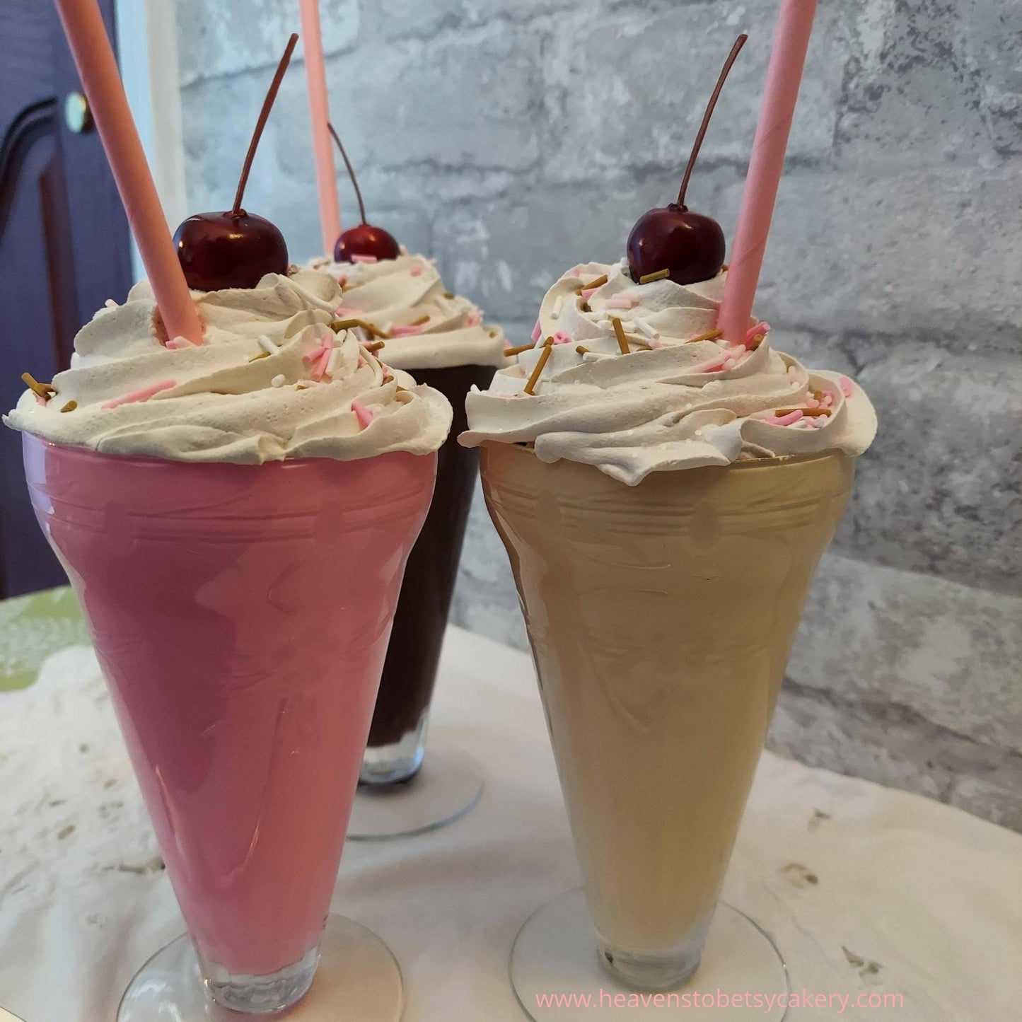 FAKE Milkshake in VINTAGE Soda Fountain Glass - Heavens To Betsy Cakery