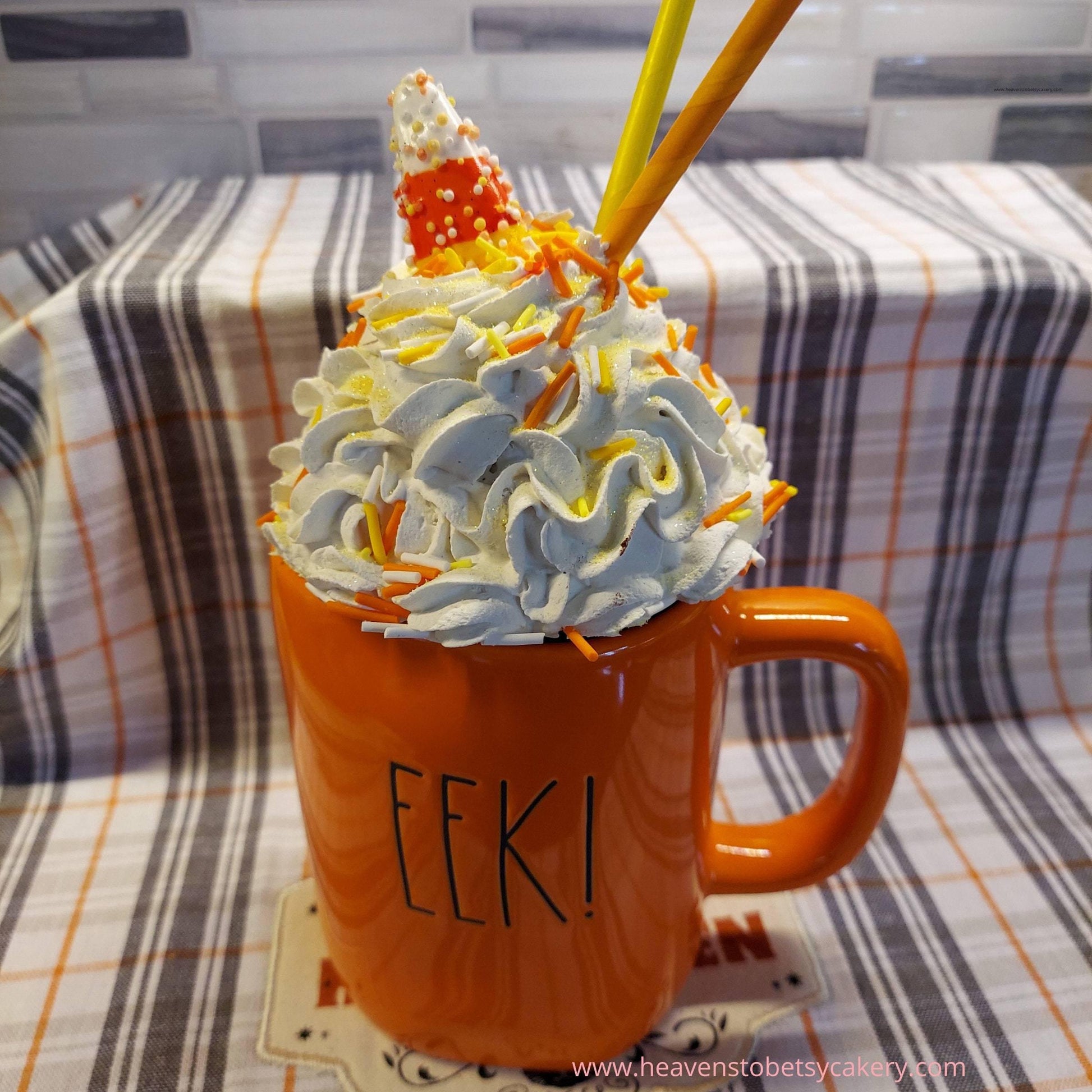 Large Candy Corn Mug Topper - Rae Dunn inspired - Heavens To Betsy Cakery