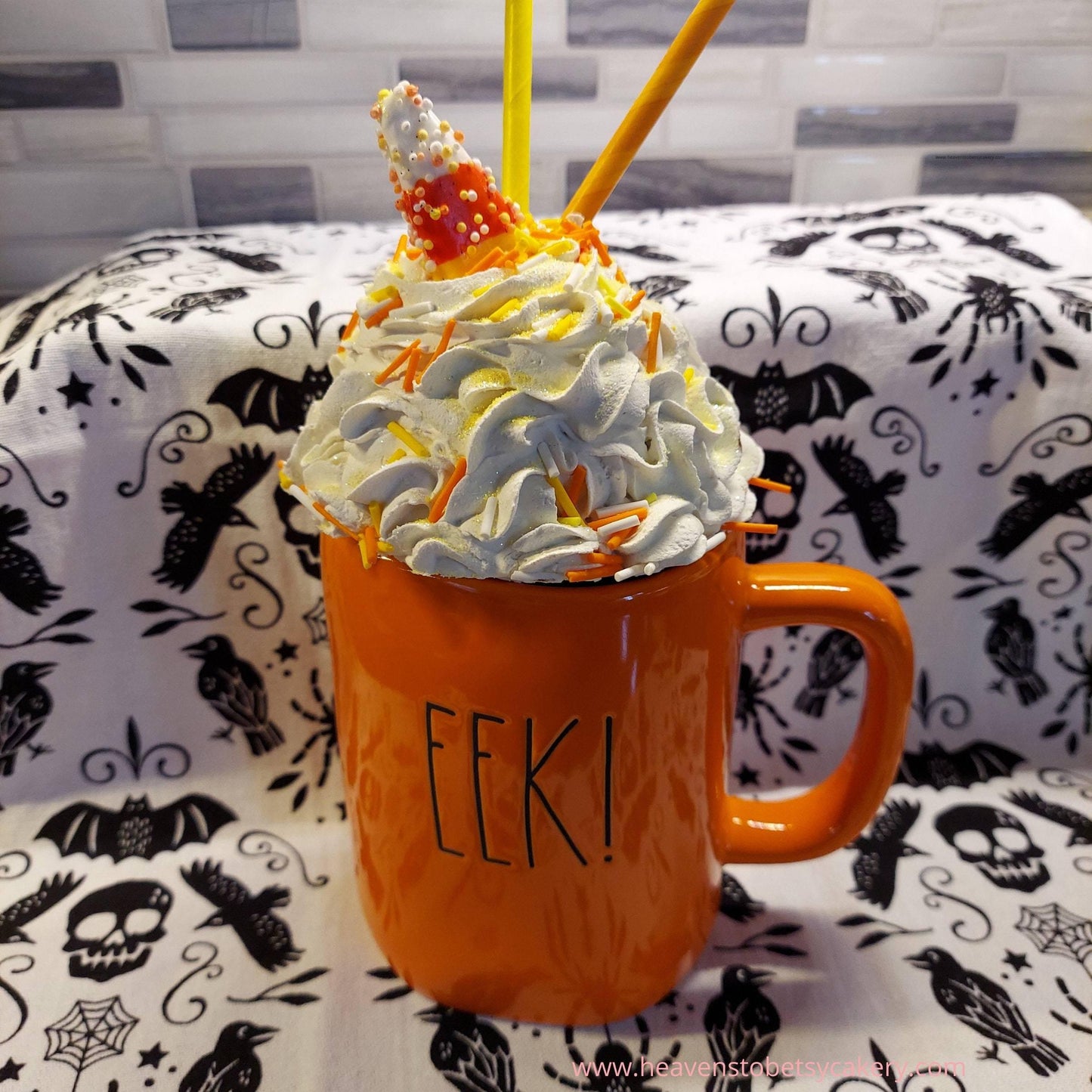 Large Candy Corn Mug Topper - Rae Dunn inspired - Heavens To Betsy Cakery