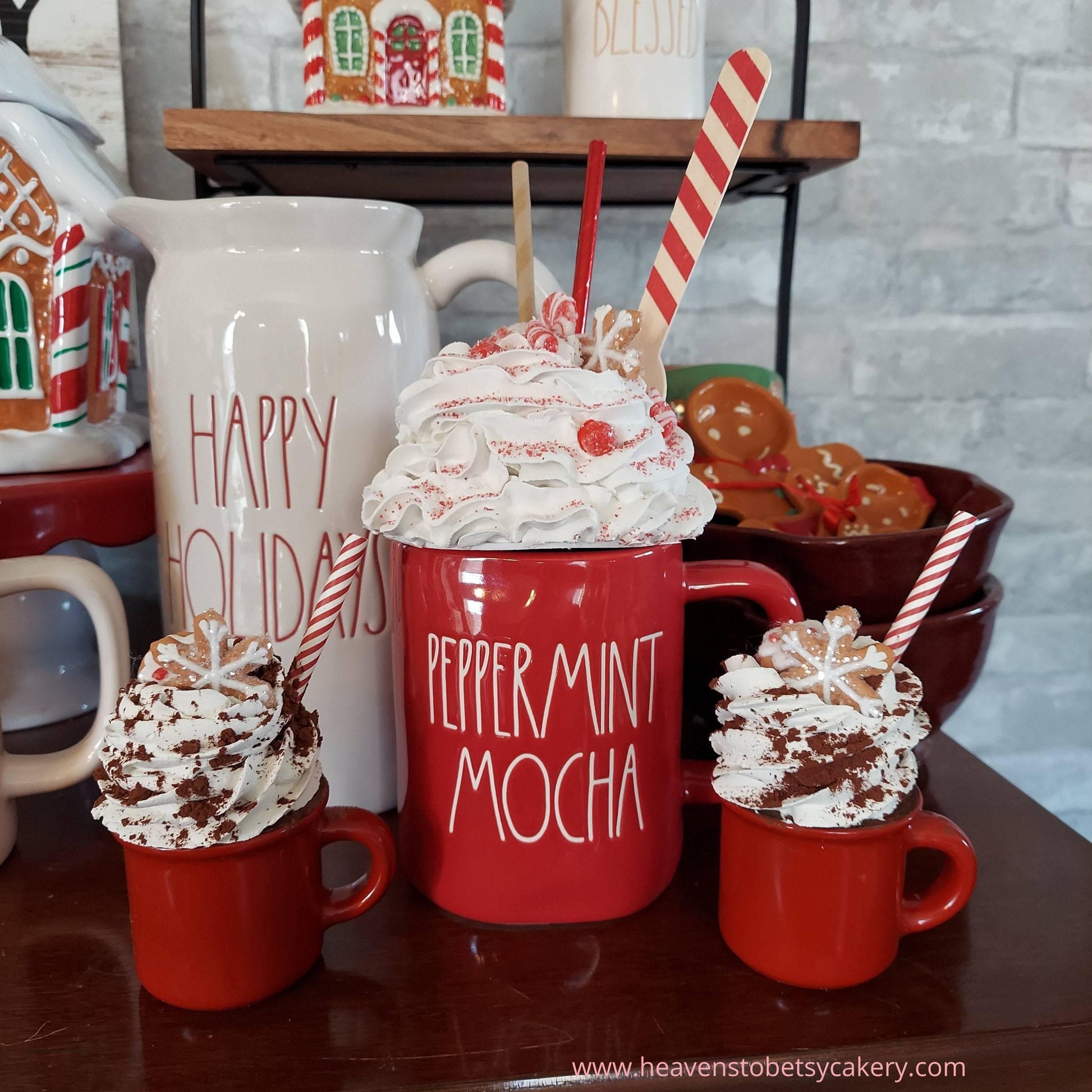 Peppermint Mocha Mug Topper w/Mini Mug - Heavens To Betsy Cakery