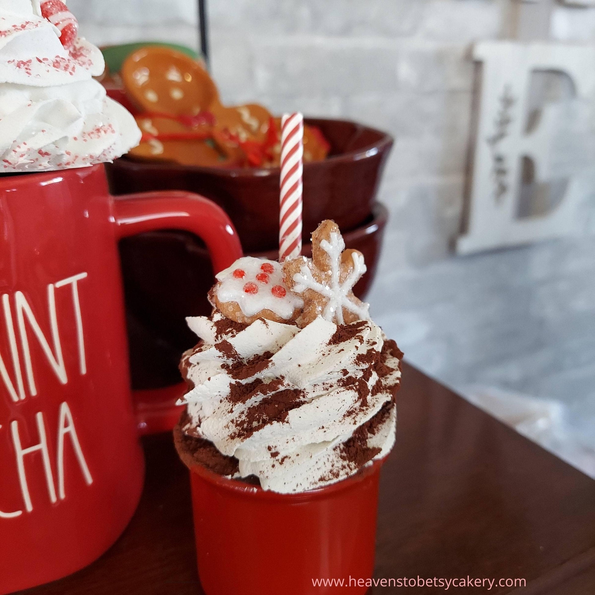 Peppermint Mocha Mug Topper w/Mini Mug - Heavens To Betsy Cakery