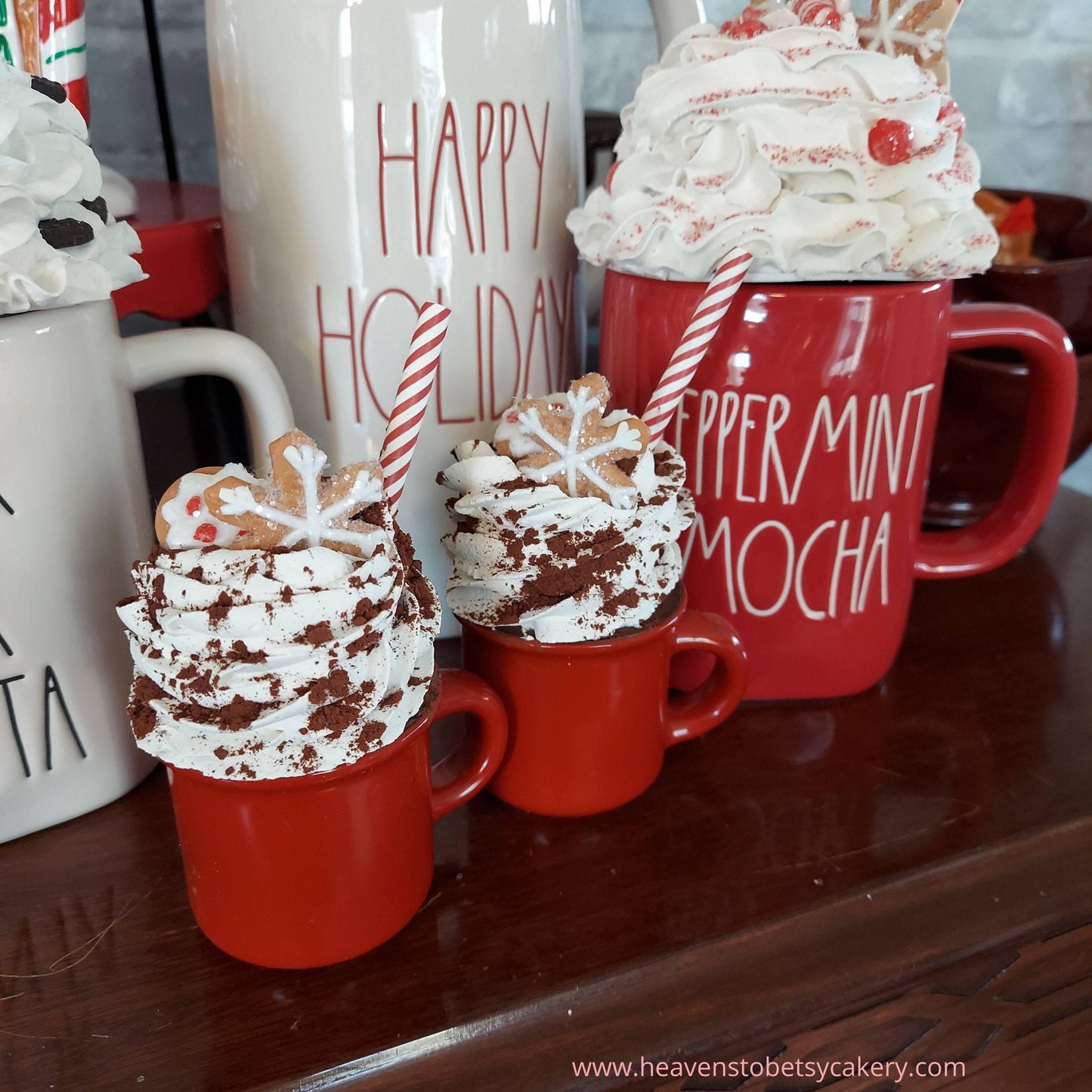 Peppermint Mocha Mug Topper w/Mini Mug - Heavens To Betsy Cakery