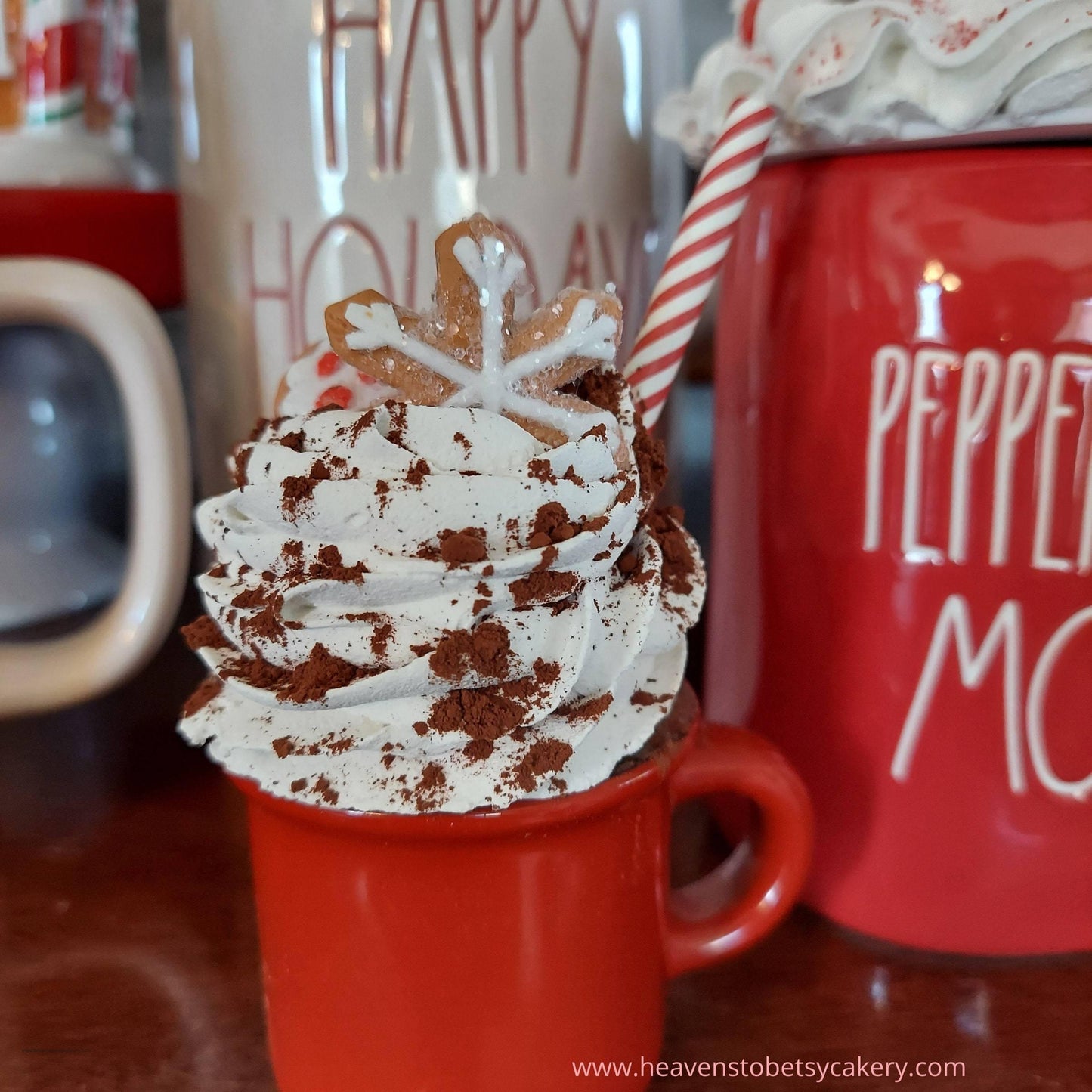 Peppermint Mocha Mug Topper w/Mini Mug - Heavens To Betsy Cakery