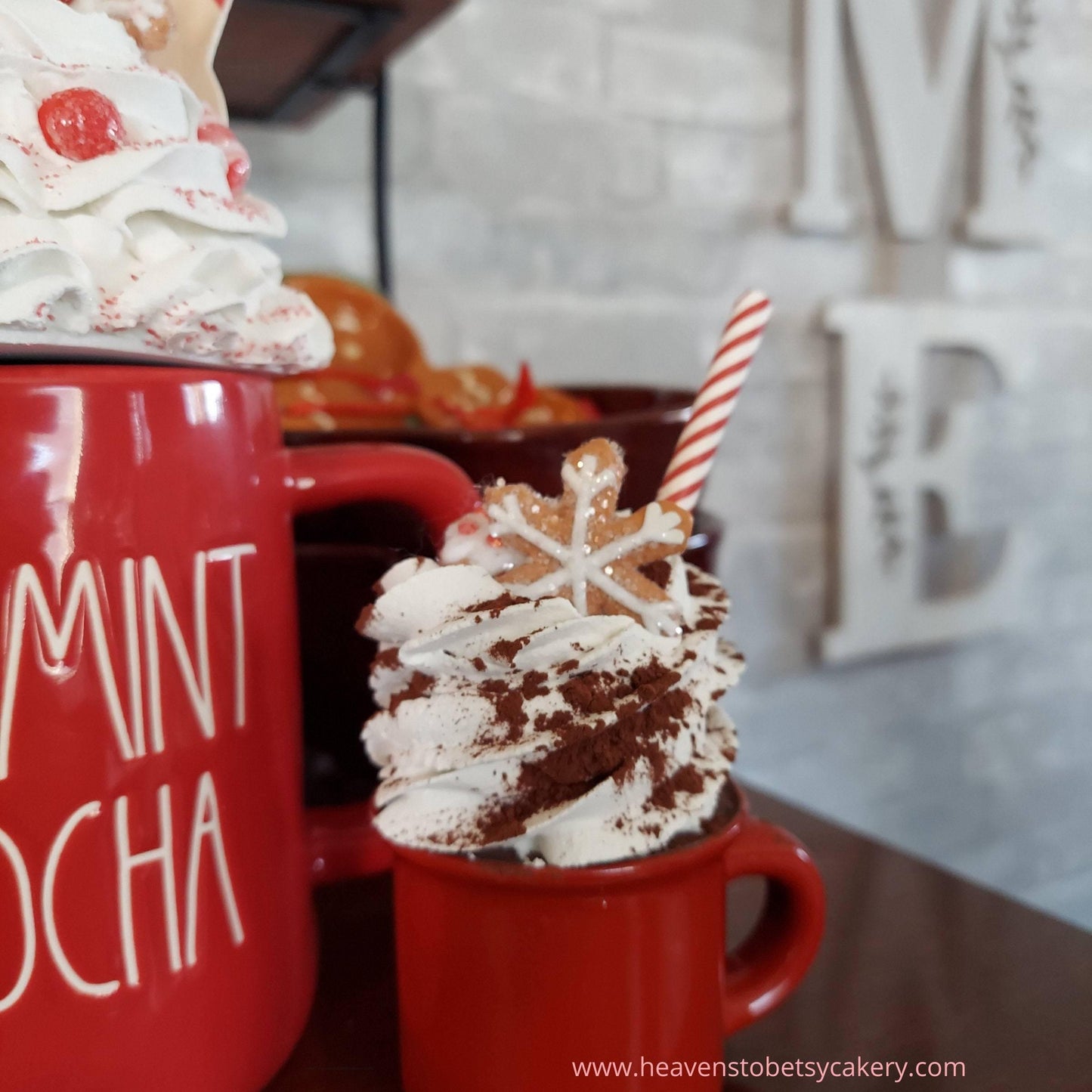 Peppermint Mocha Mug Topper w/Mini Mug - Heavens To Betsy Cakery