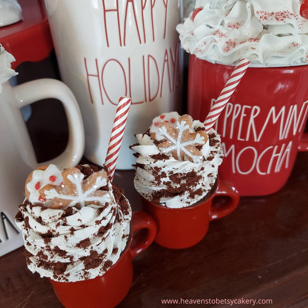 Peppermint Mocha Mug Topper w/Mini Mug - Heavens To Betsy Cakery