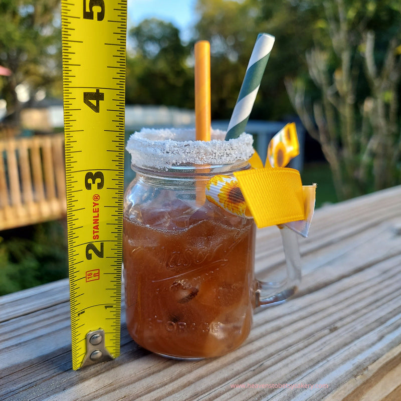 Fake Sweet Tea, Mason Jar, fake drinks, tiered tray decor, sunflowers, fall tray decor, mini sweet tea, lemons, mini mason jar, farmhouse