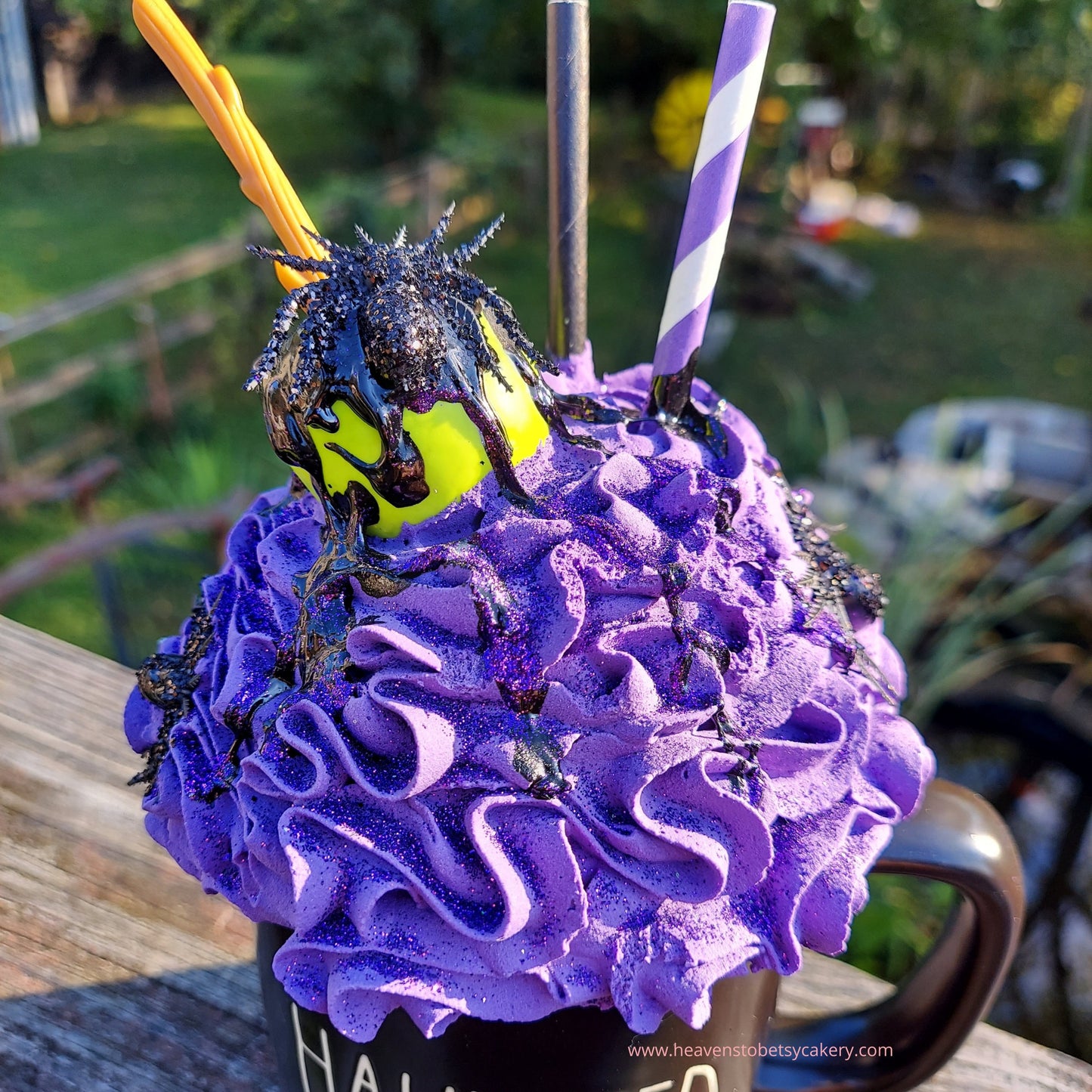 Halloween Poison Apple Mug Topper, Halloween Decor, Tiered Tray Decor, Rae Dunn inspired, Spooky/Spider Decor, Fake Whipped Cream Mug Topper