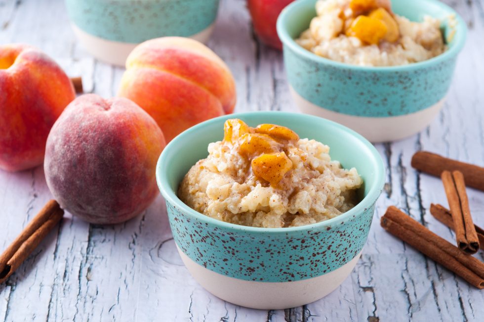 rice pudding with peaches